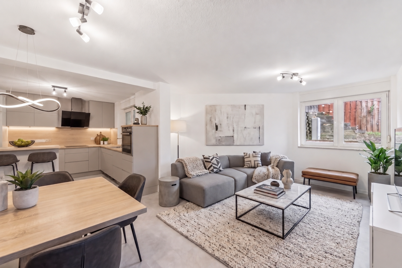 Attractive 3-room apartment with private garden area and terrace [AI-modified]