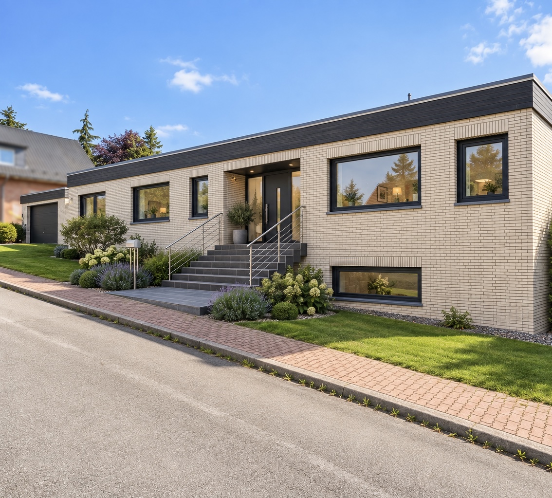Architektur mit Weite - ein besonderer Bungalow in Rodenberg [AI-modified]