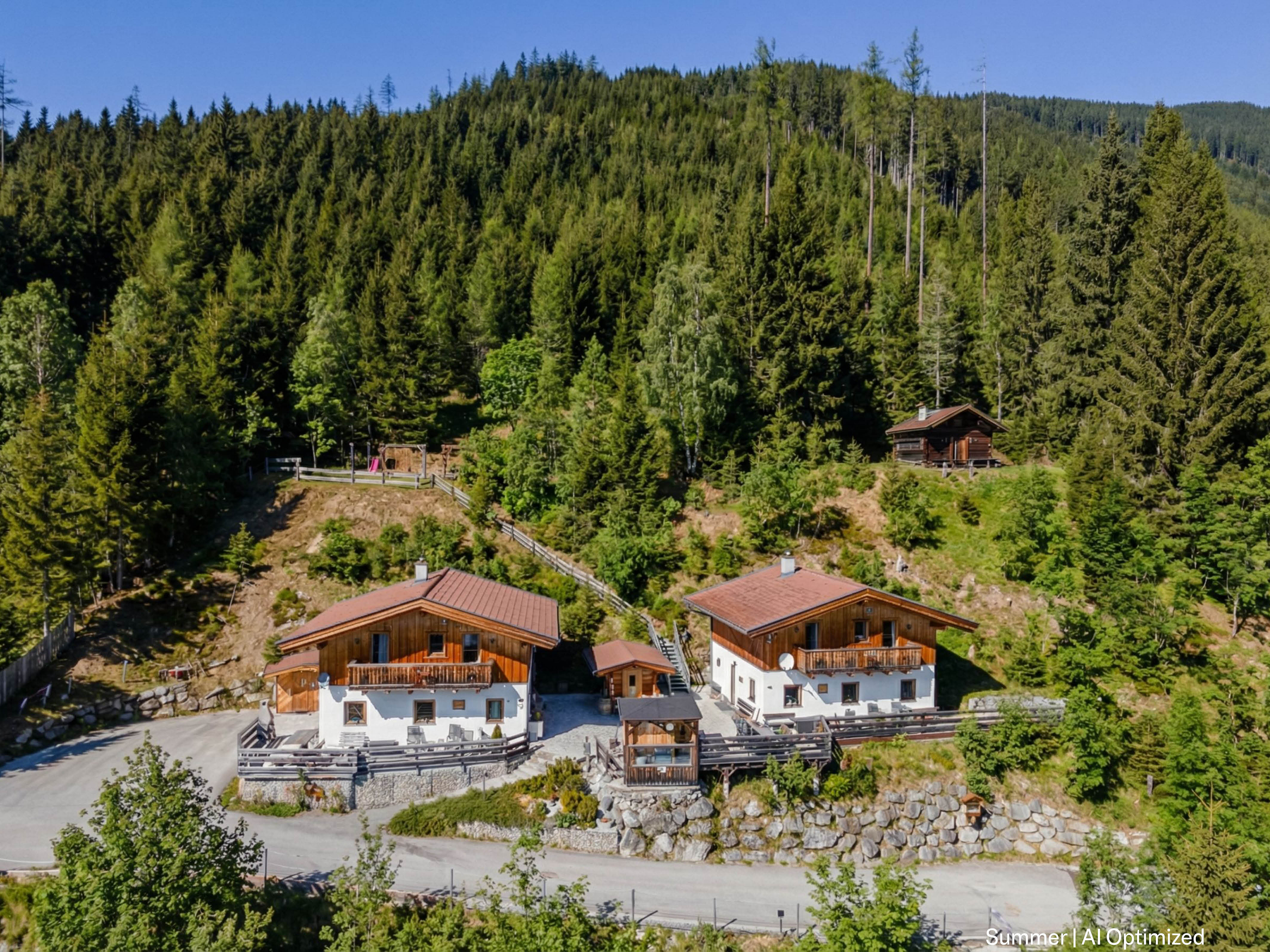Second home area: Two chalets set against a stunning backdrop