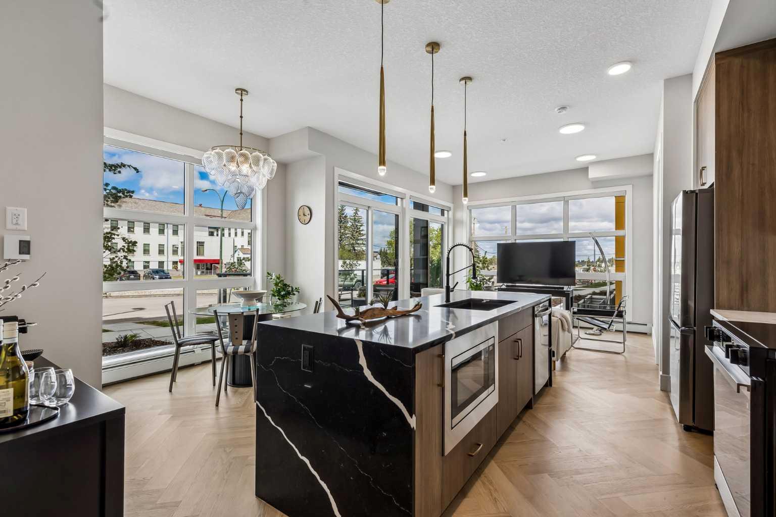 Bright two bedroom condo in desirable Currie Barracks