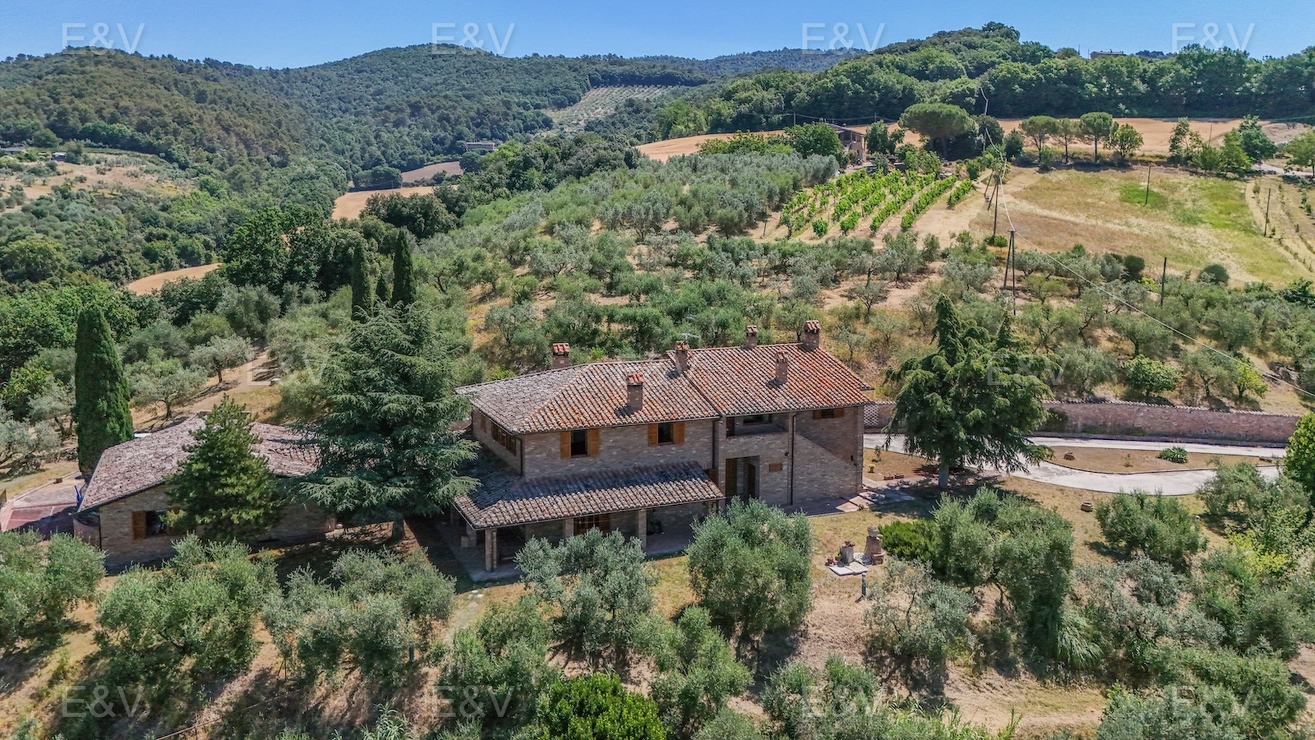 A farmhouse with an annexe and an olive grove in the hills of Deruta