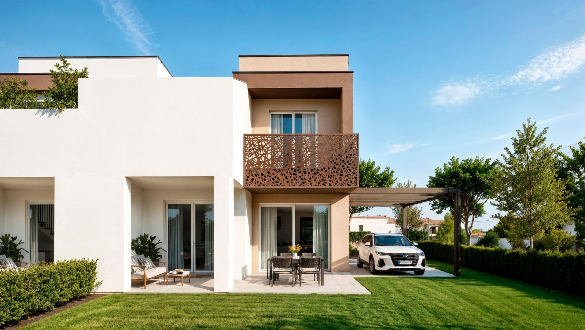 Res. Camelia: central three-family home with a sunken terrace