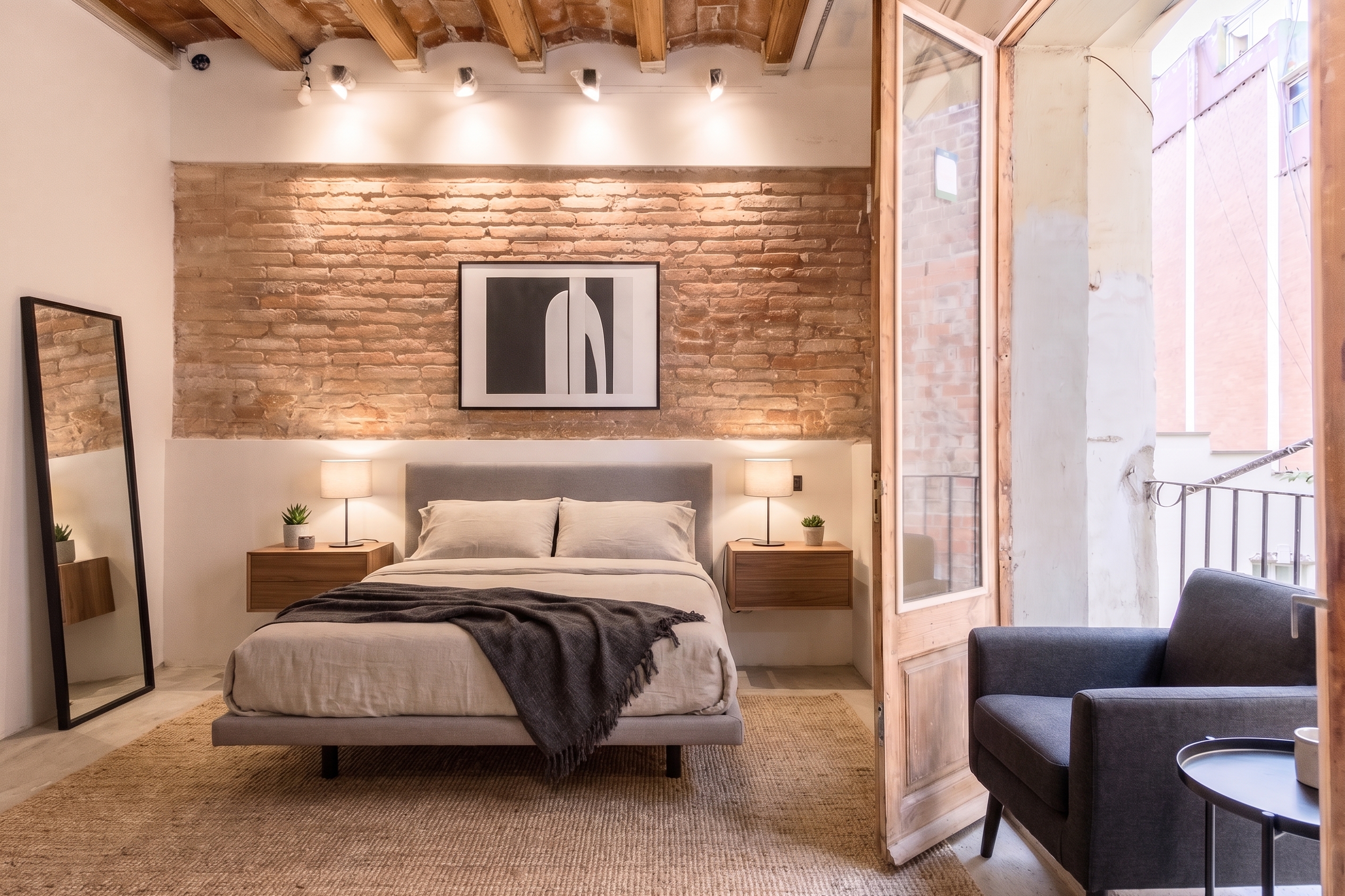 Brand-new fully renovated 2-bedroom apartment with balcony in Poble Sec [AI-modified]