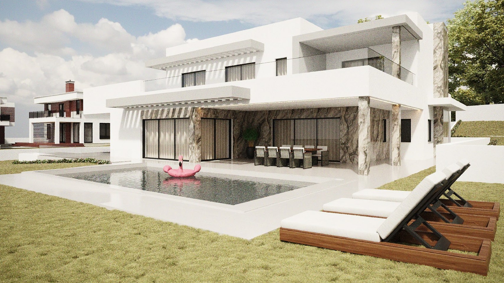 Luxury Contemporary T4 Villa Under Construction with Sea Views and Elevated Position near Almancil
