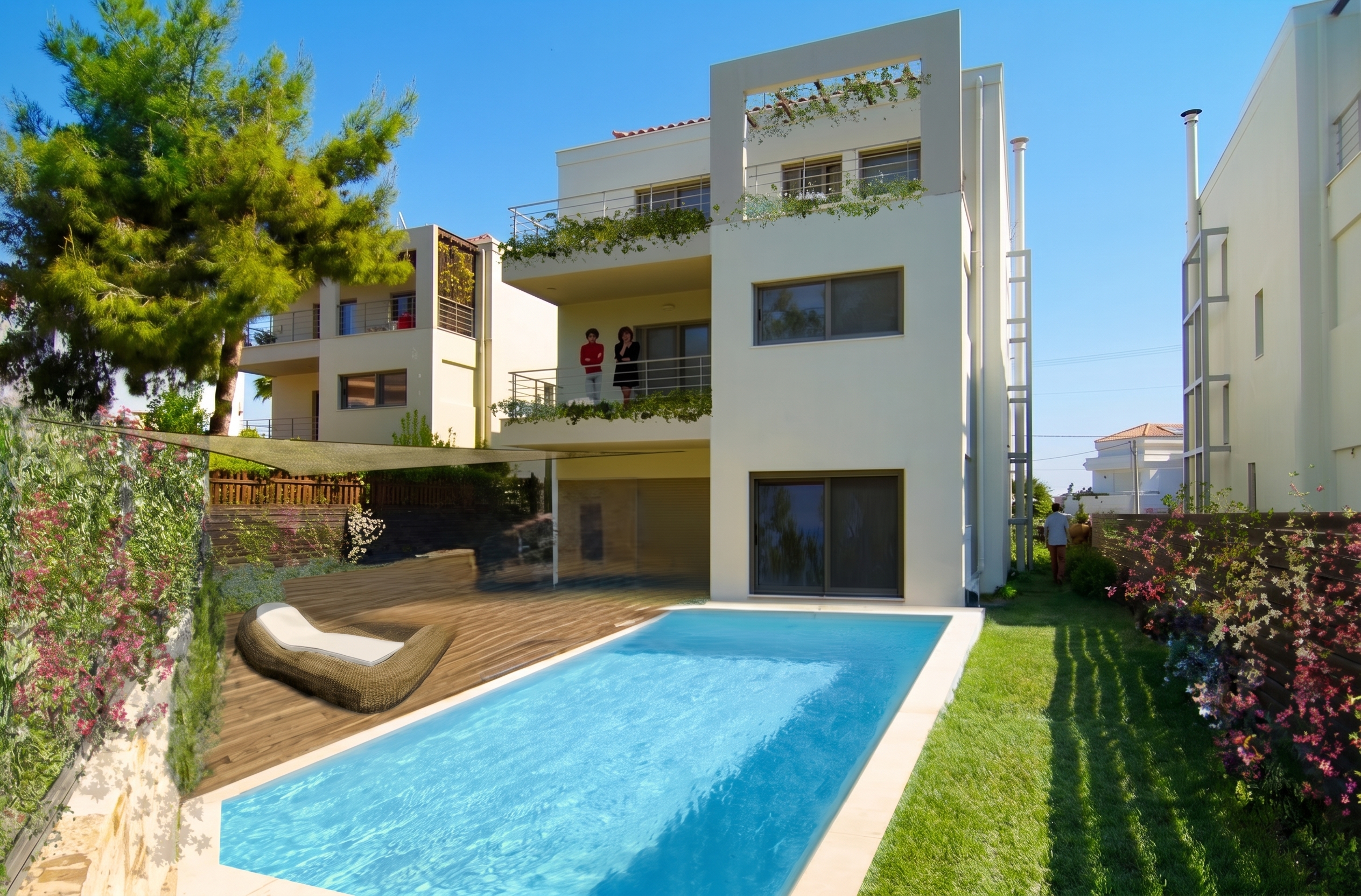 Luxury unfinished detached house with panoramic sea view and private pool in Varkiza