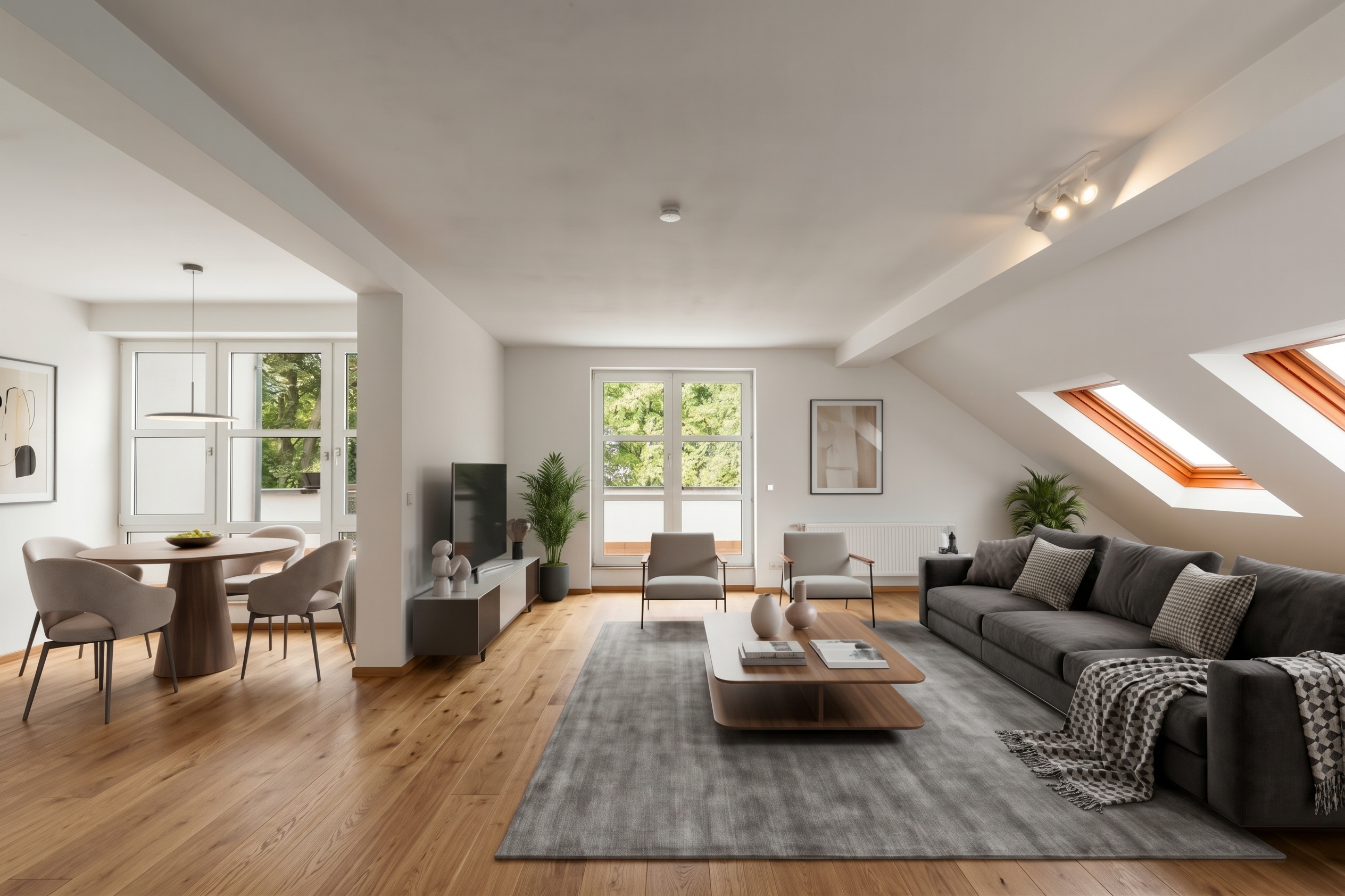 Wohnen am Roseneck: Lichtdurchflutete 3,5-Zimmer-Wohnung mit 2 Terrassen [KI-modifiziert]