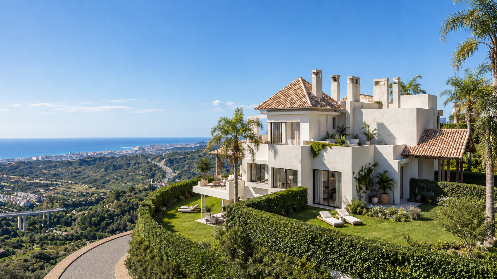 Garten-Duplex mit Panoramablick aufs Meer und Resort-Annehmlichkeiten in Marbella Club Hills