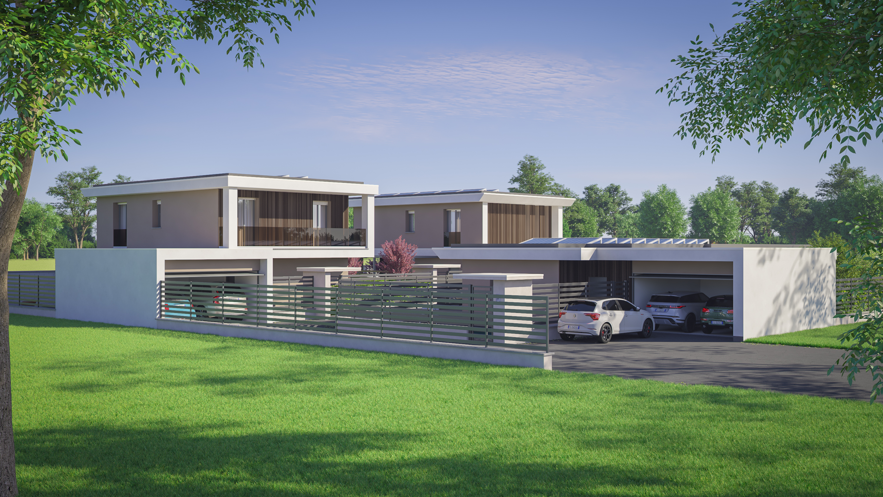 Villa mit Garten. Energieeffizienz n-ZEB