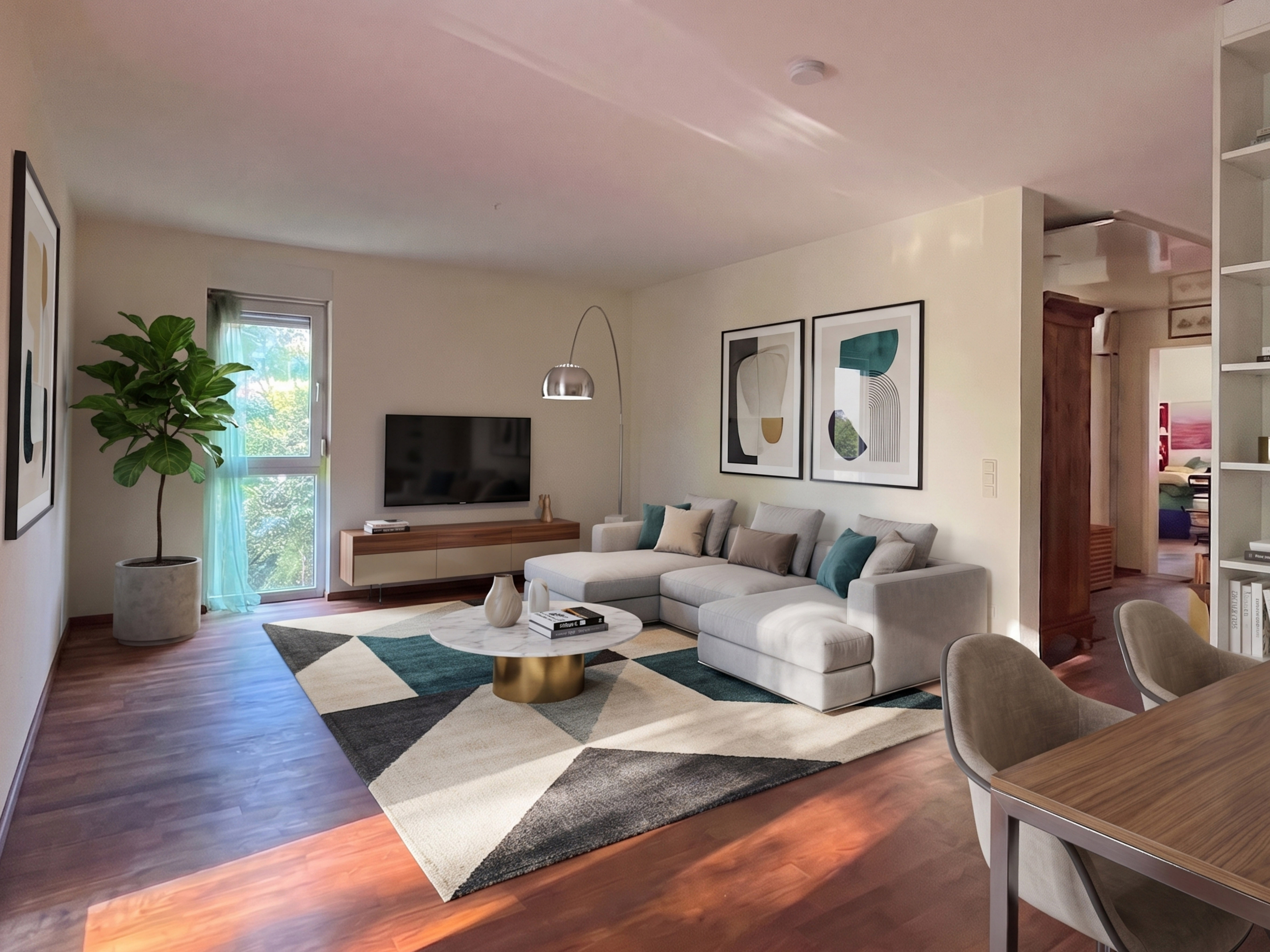 Stilvolle 3‑Zimmer‑Terrassenwohnung mit Grünblick und modernen Einbauten