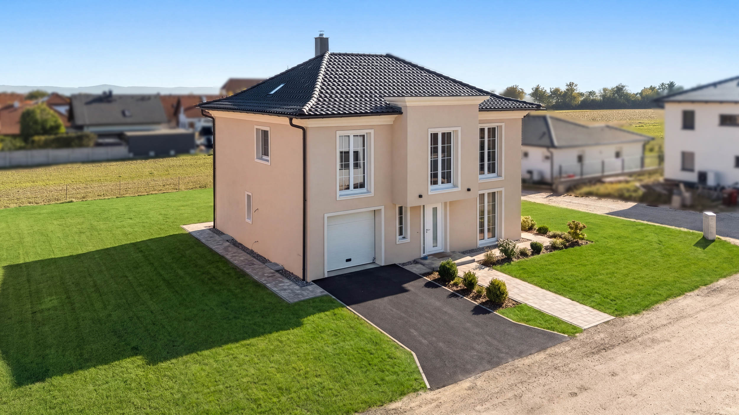 Exclusive 5-room house with fireplace, garden and large terrace in Niederrußbach – stylish living in the Weinviertel near Vienna [AI-modified]