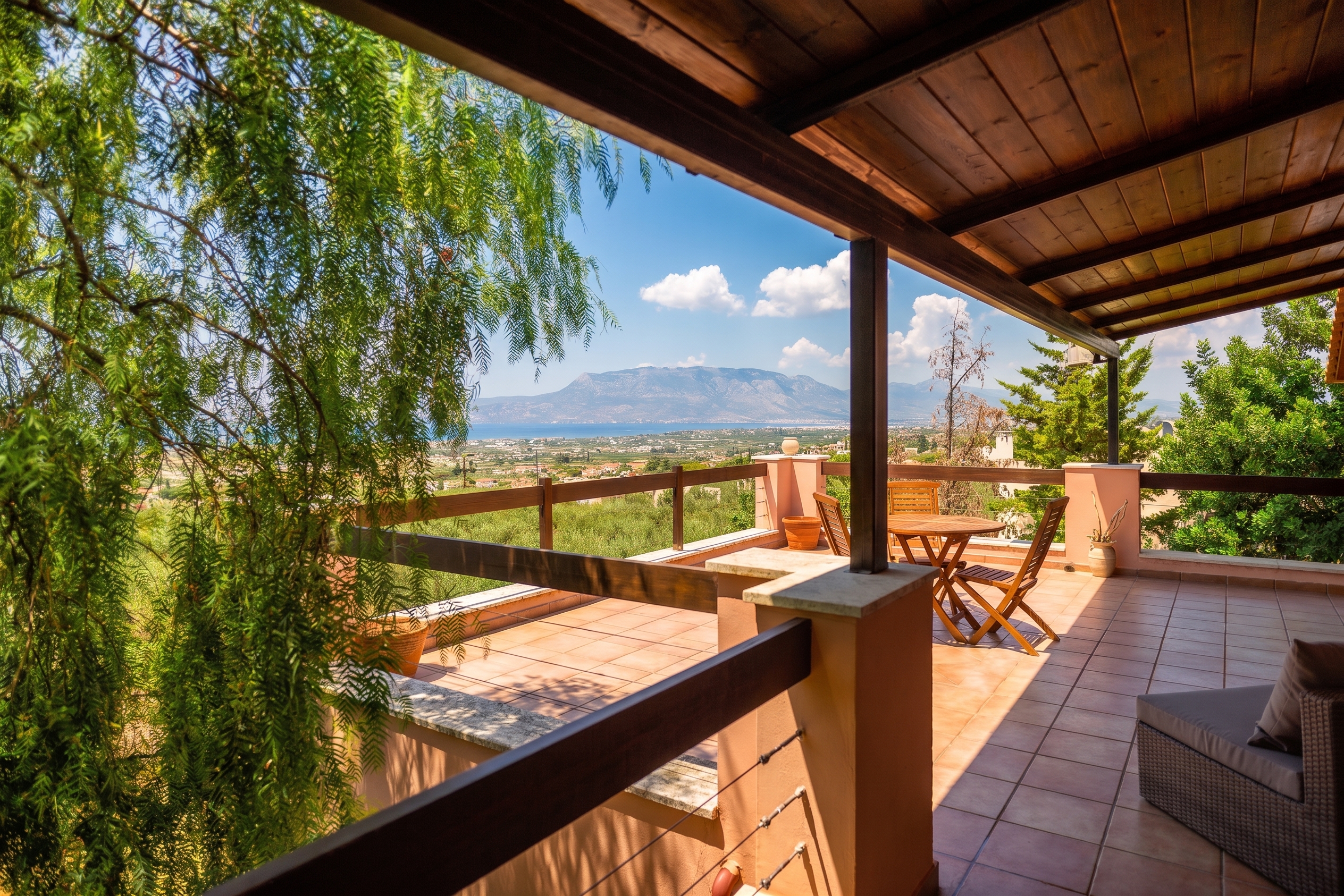 Ancient Corinth, a private Mediterranean retreat with panoramic views [AI-modified]
