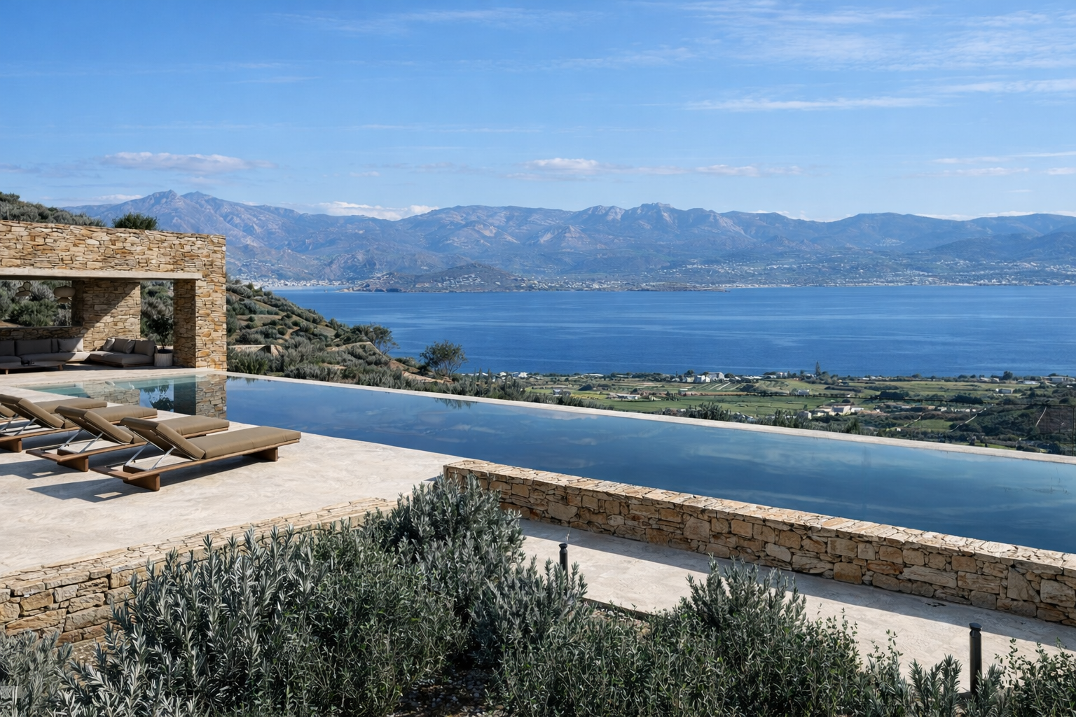 Exceptional subterranean villa with infinity pool near Naousa, Paros
