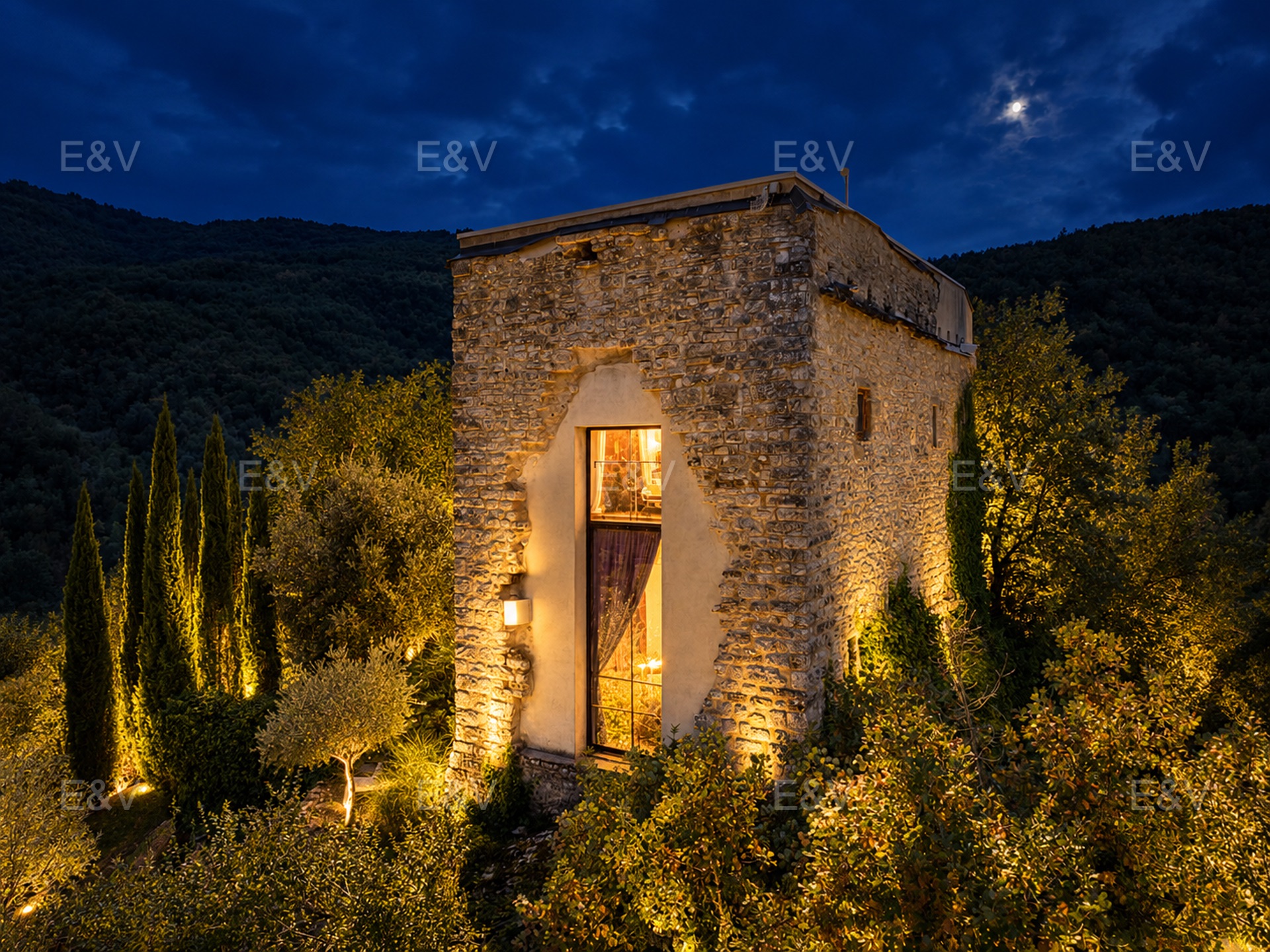 A charming 12th-century medieval tower surrounded by nature