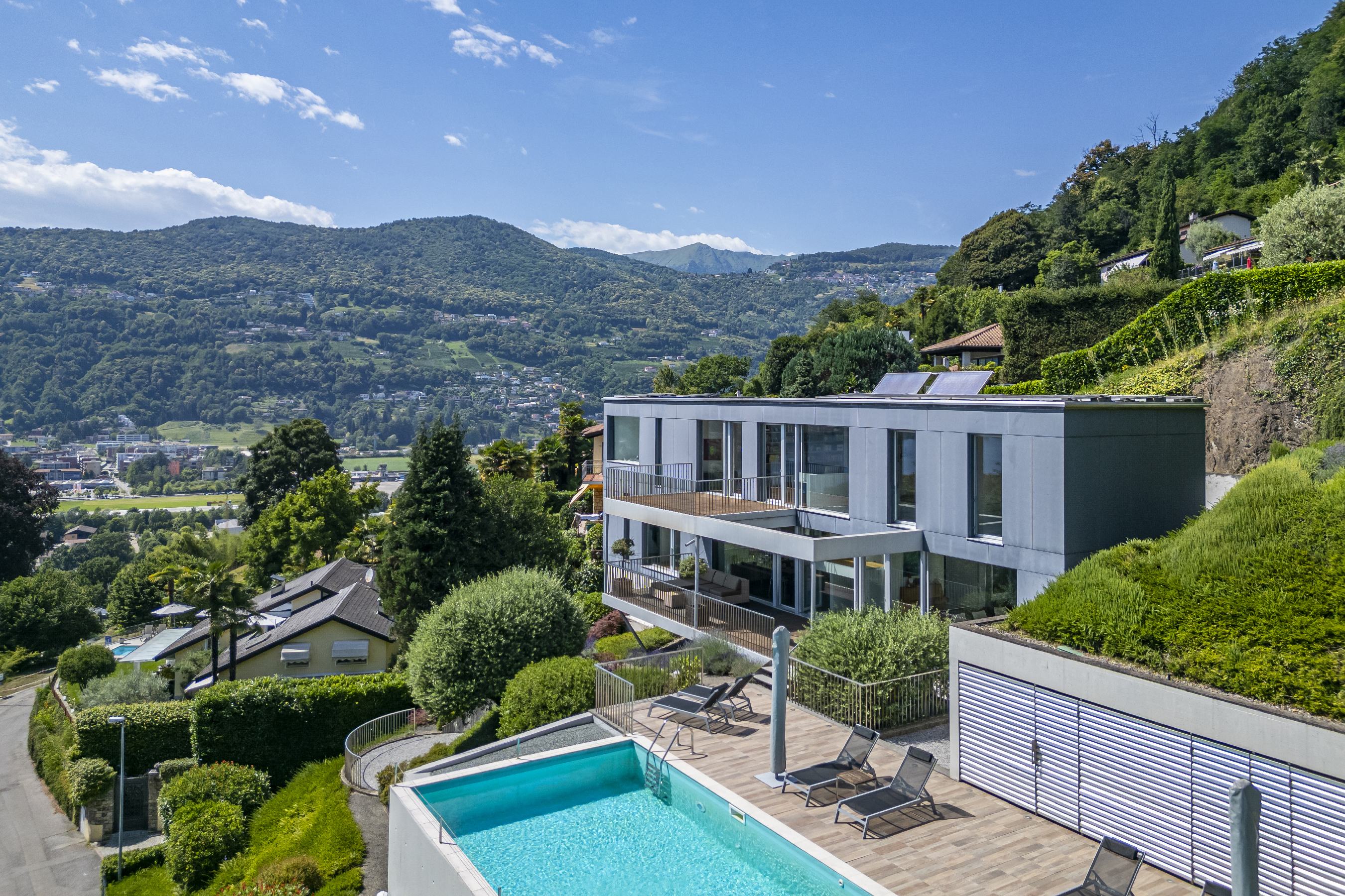 Modern villa with lake views and pool