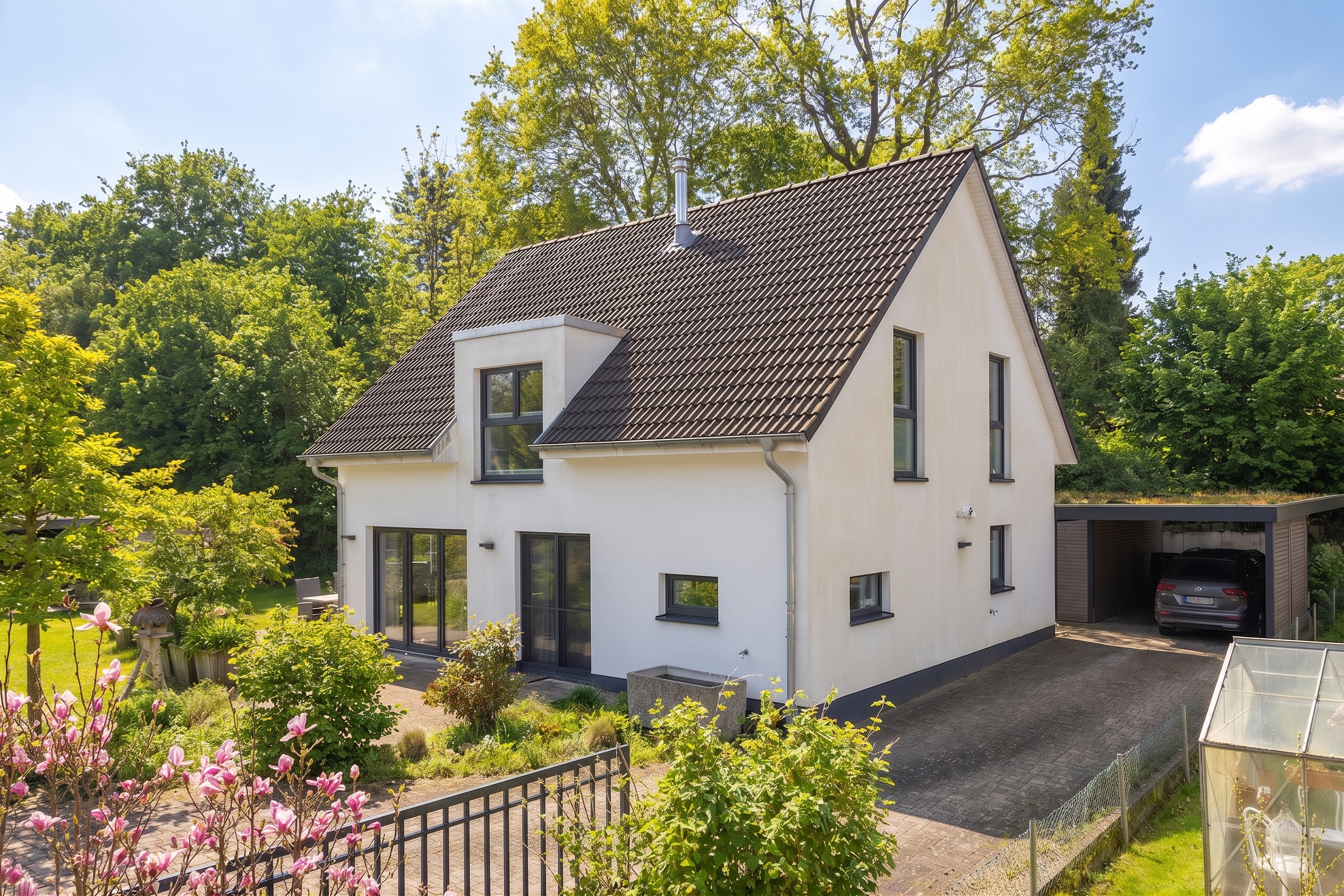 Neuwertiges Massivhaus in idyllischer Lage – Wohnen mit Stil und Privatsphäre