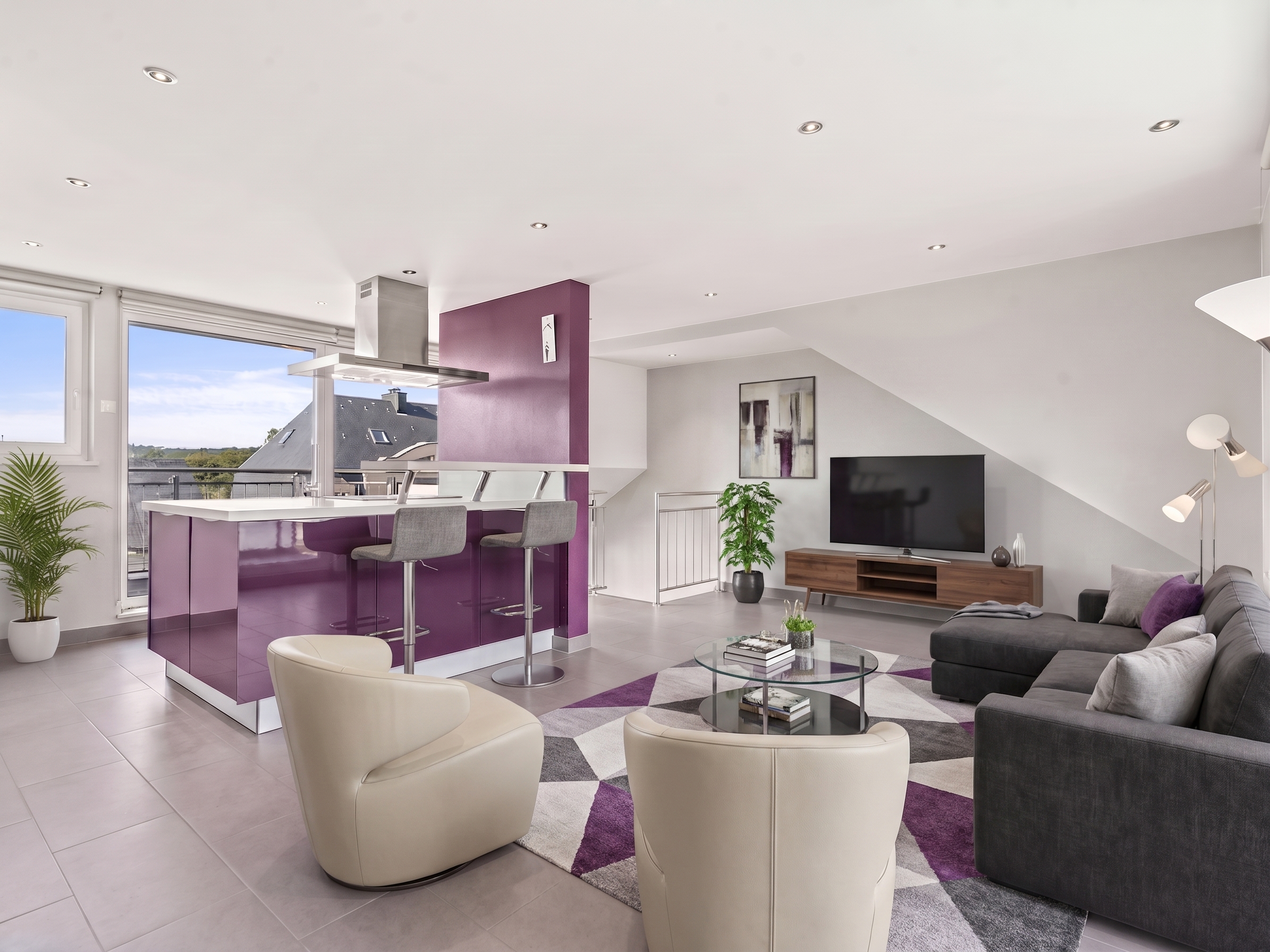 Top-floor duplex apartment with two terraces [AI-modified]