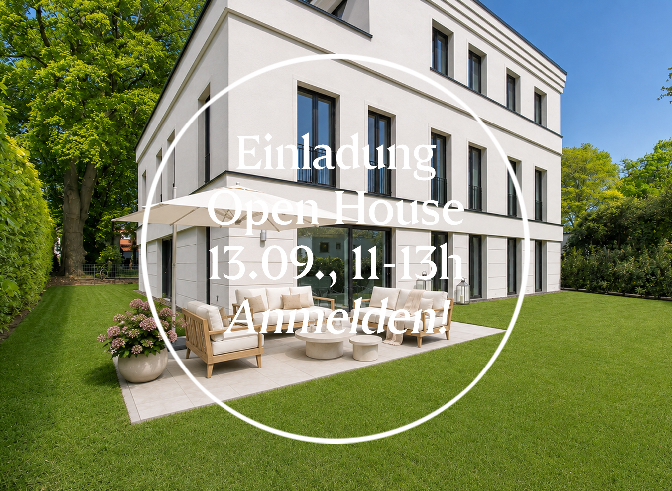 OPEN HOUSE AM 13.09. 2026 * Traumzuhause mit sonnigem Garten [KI-modifiziert]