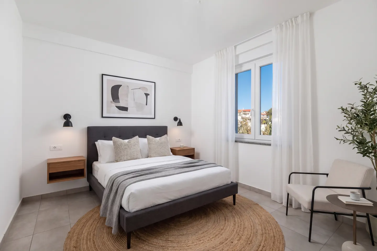 AI-generated visualisation of one of the two modern-style bedrooms (furniture not included)