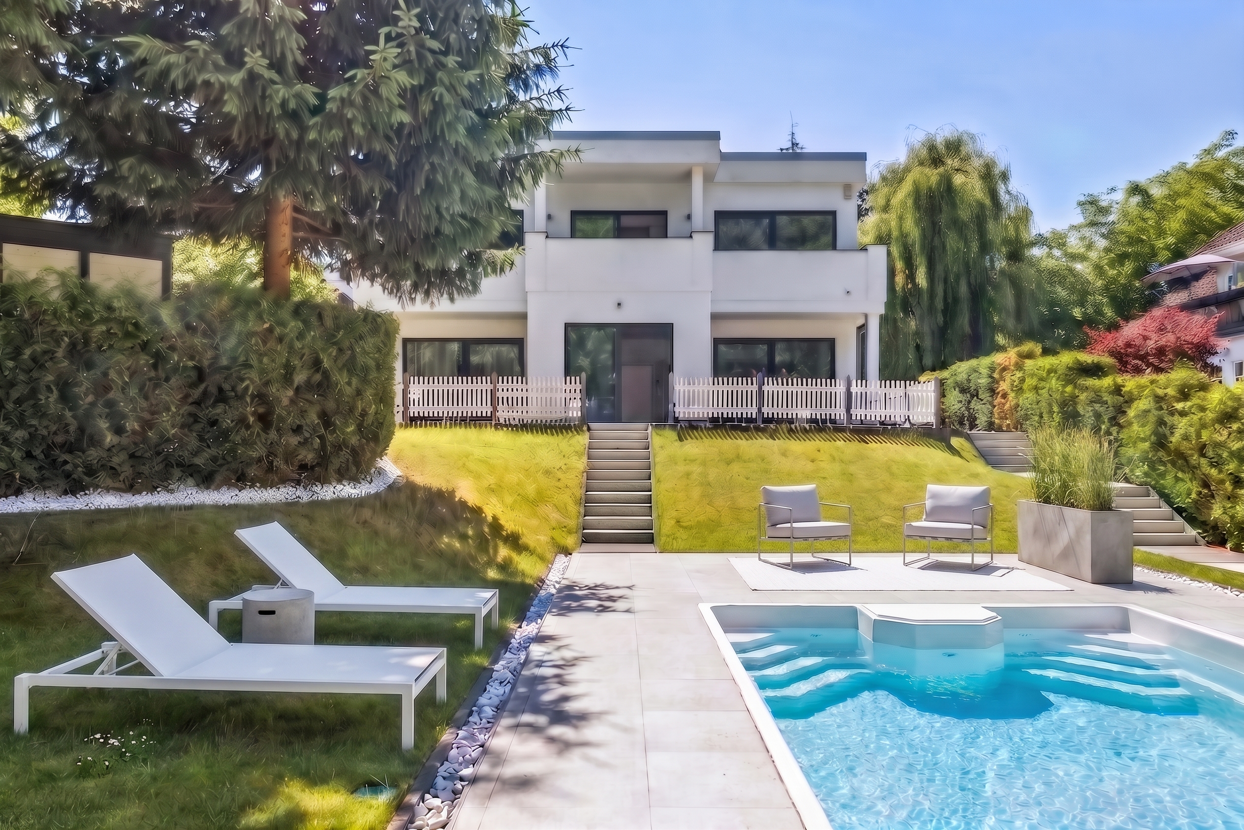 Architektur trifft Natur – Exklusive Bauhausvilla mit Resortcharakter [AI-modified]