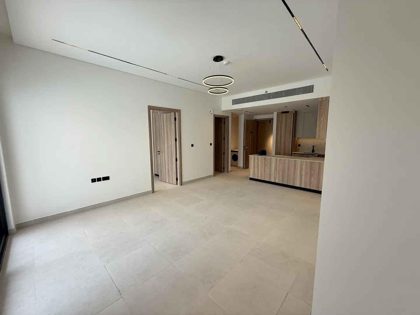 Living room and open kitchen area