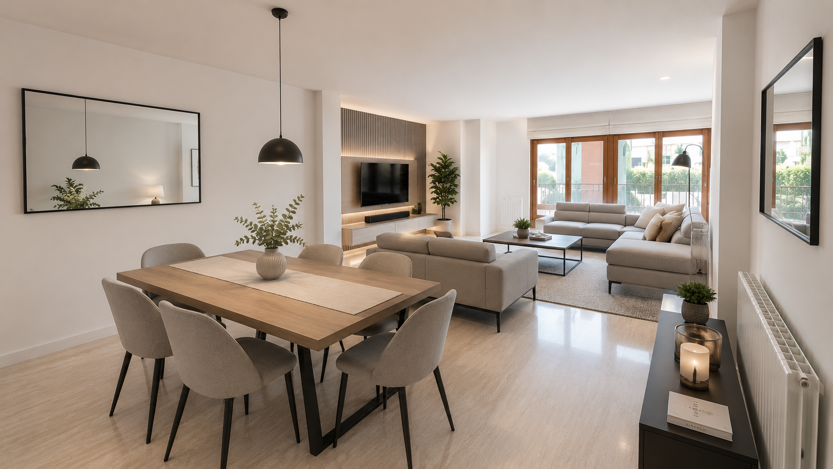 Descubra un elegante apartamento con terraza, listo para entrar.
