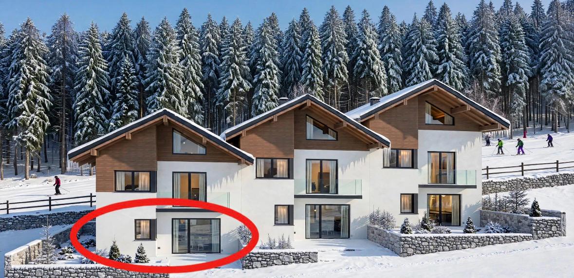Three-room ski-slope-front apartment