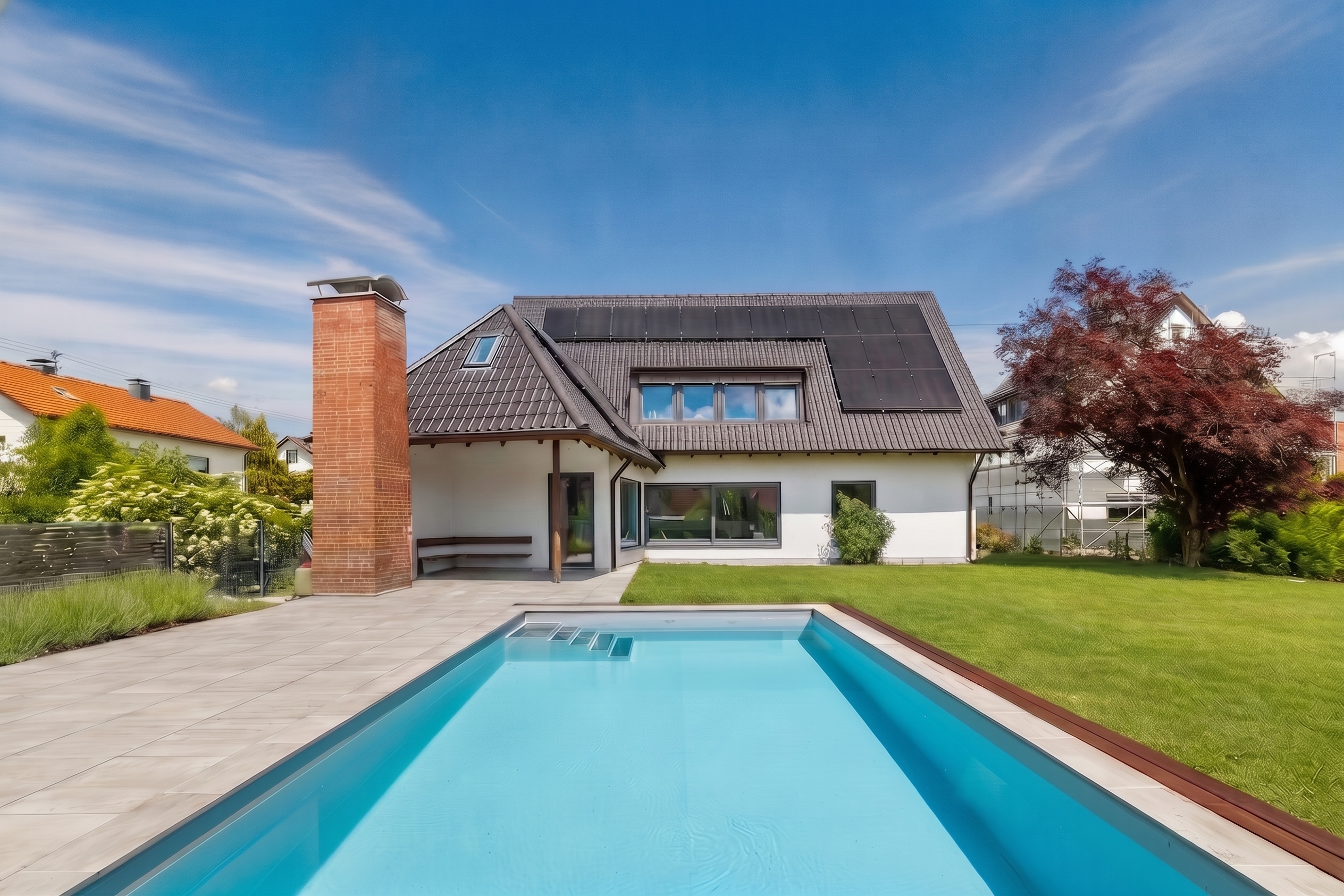 Stil, Design und Eleganz: Exklusives Einfamilienhaus mit Gartenoase und Pool