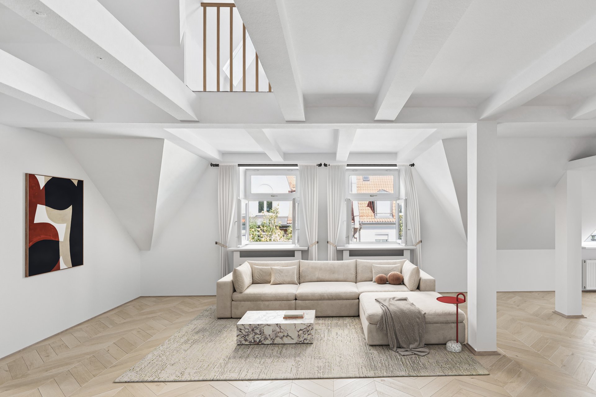 Exclusive 3.5-room top-floor apartment in Schwabing-West with terrace & gallery [AI-modified]