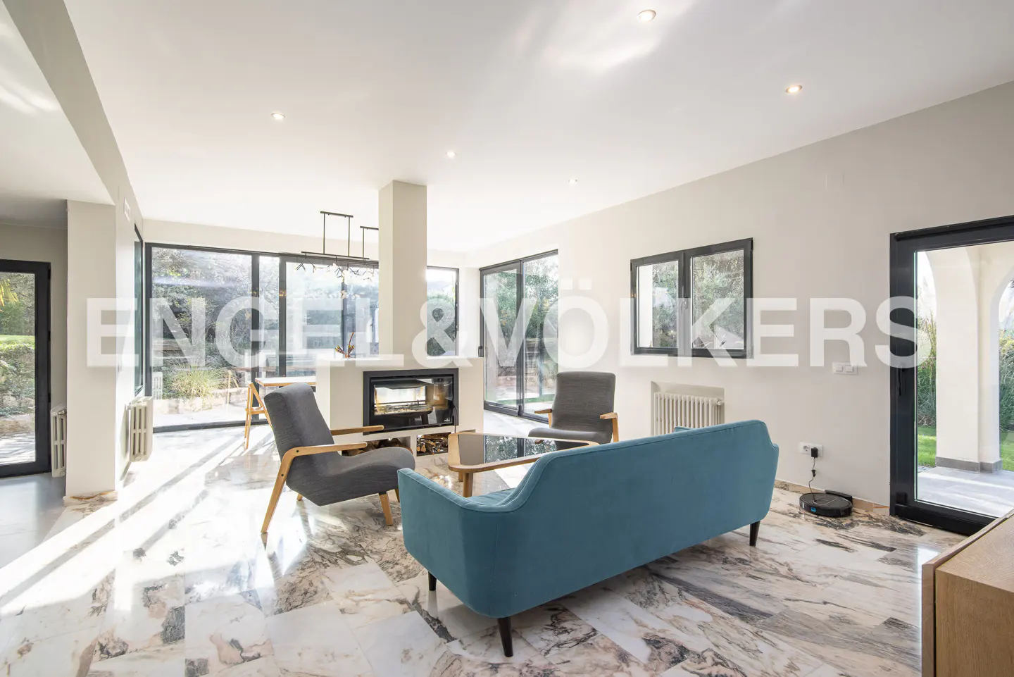 Living room with fireplace