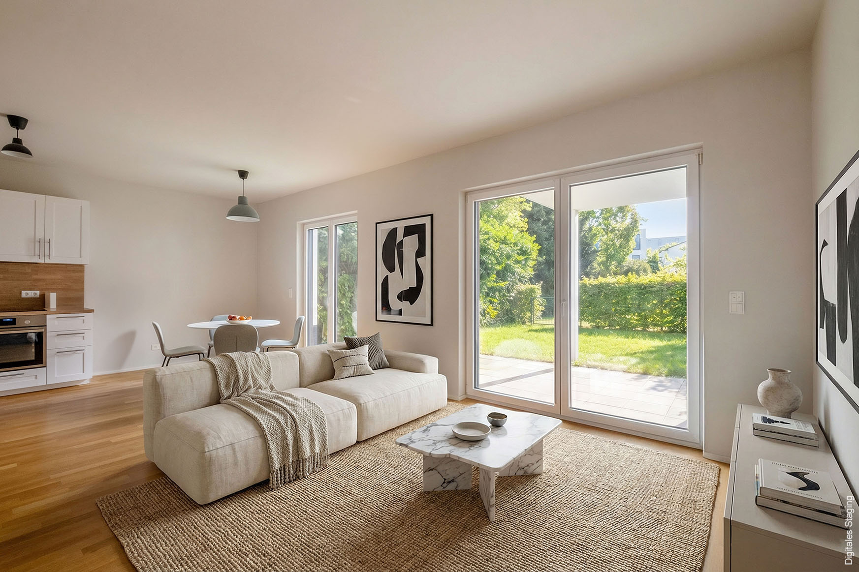 Beautiful new 3-room apartment with terrace and two private gardens