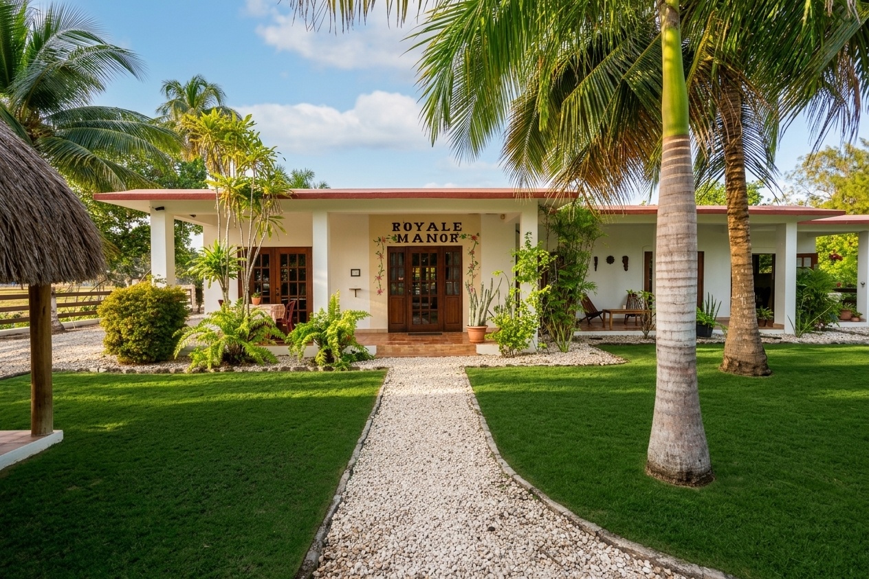 Royale Manor: Canal-Front B&B with Pool, Walk to Corozal