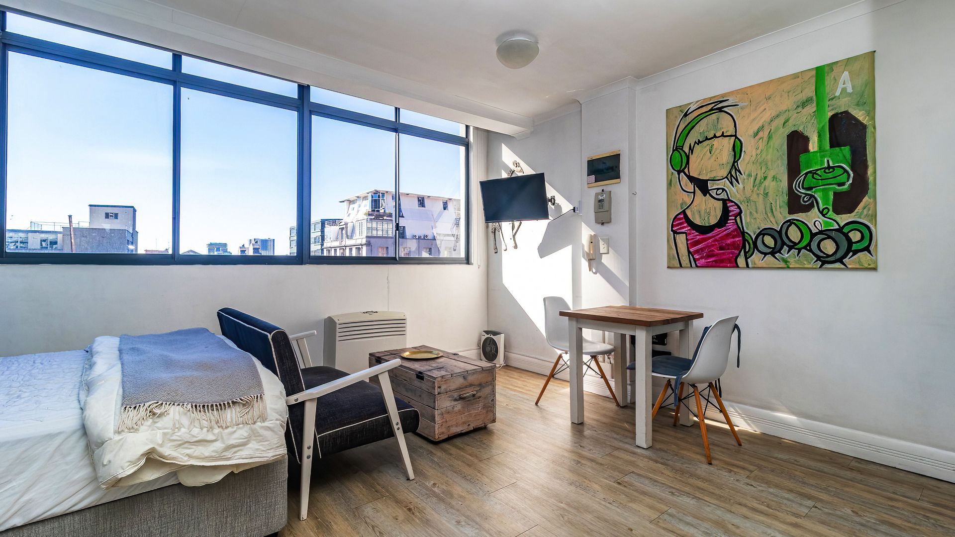 Corner holiday rental unit in popular city centre building