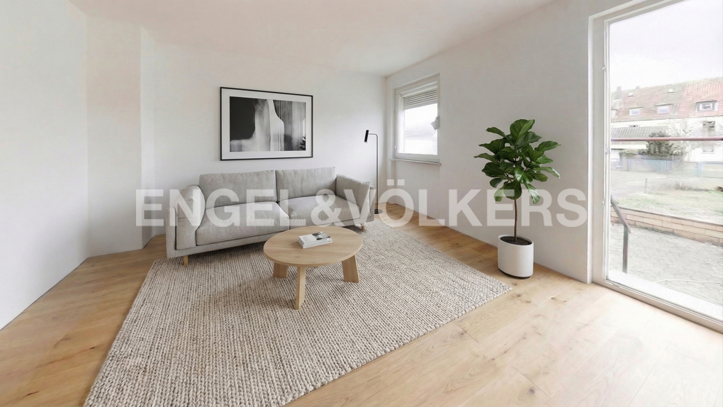 Stilvoll wohnen mit Gartenidylle – kernsanierte Erdgeschosswohnung in Schweinfurt/Oberndorf [AI-modified]