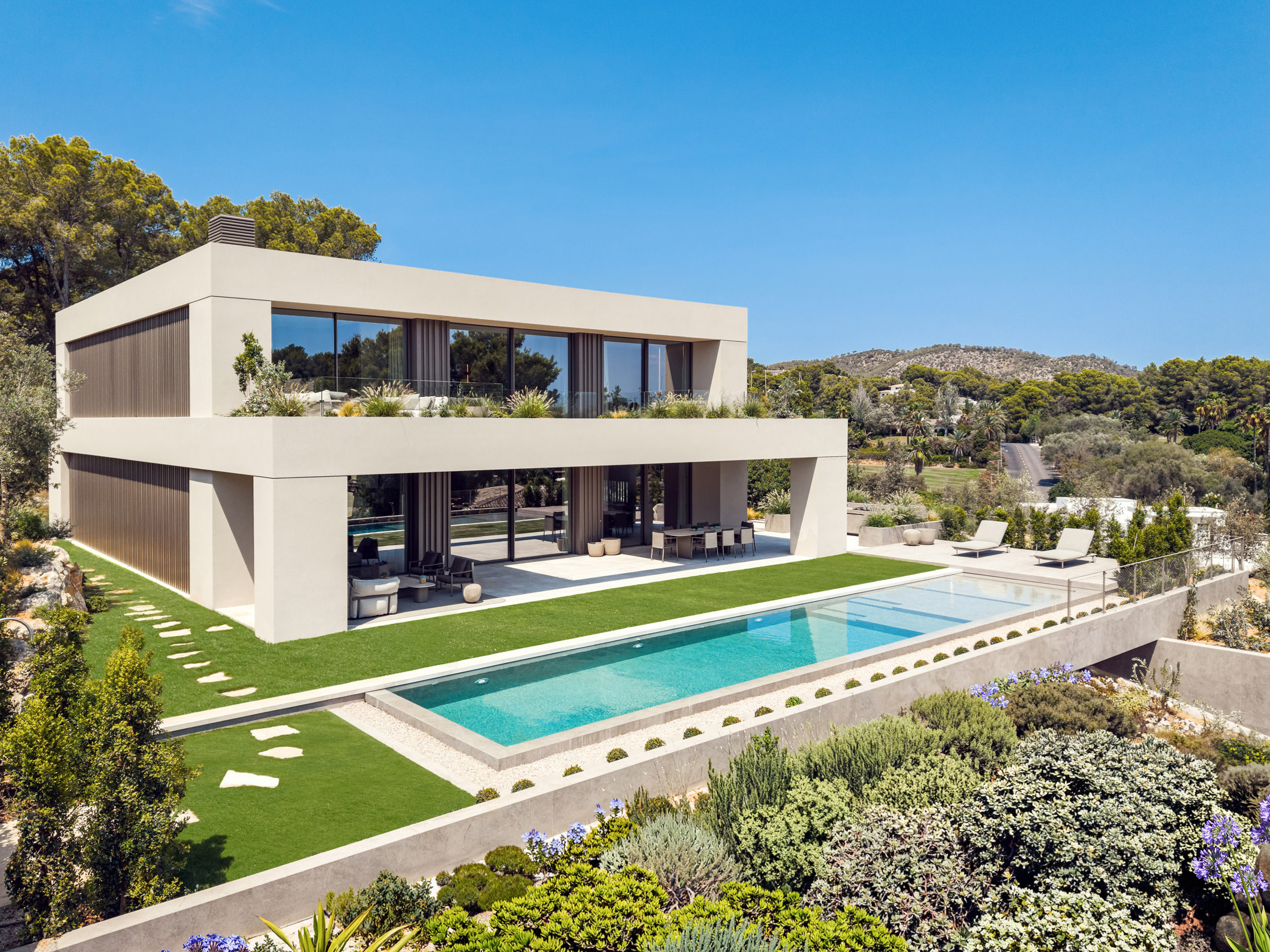 Exquisite designer villa overlooking Son Vida golf course with spa area