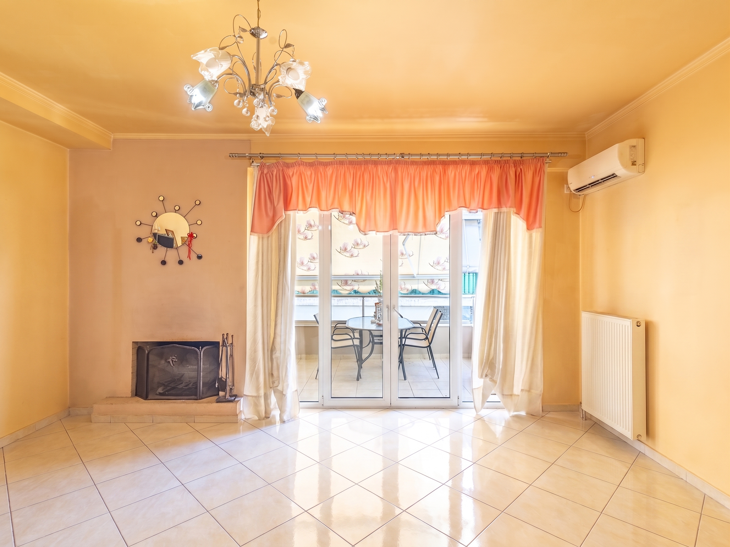 Bright whole-floor apartment of 73 sq.m. with fireplace and BBQ in Korydallos