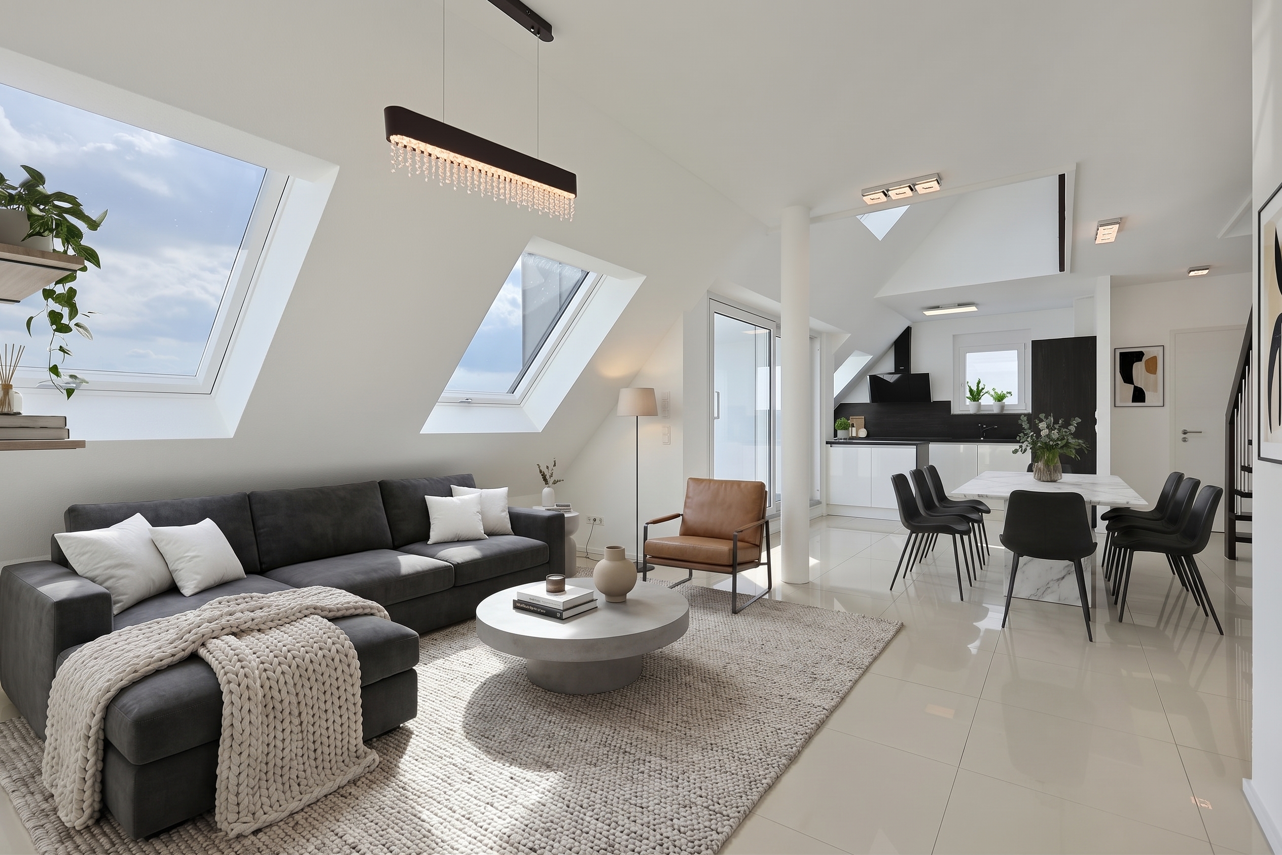 Luxuriöse Galerie-Wohnung mit Fernblick und Südbalkon [KI-modifiziert]