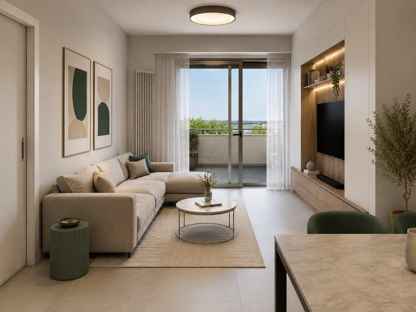 Elegant newly built three-room apartment with two bathrooms and two balconies