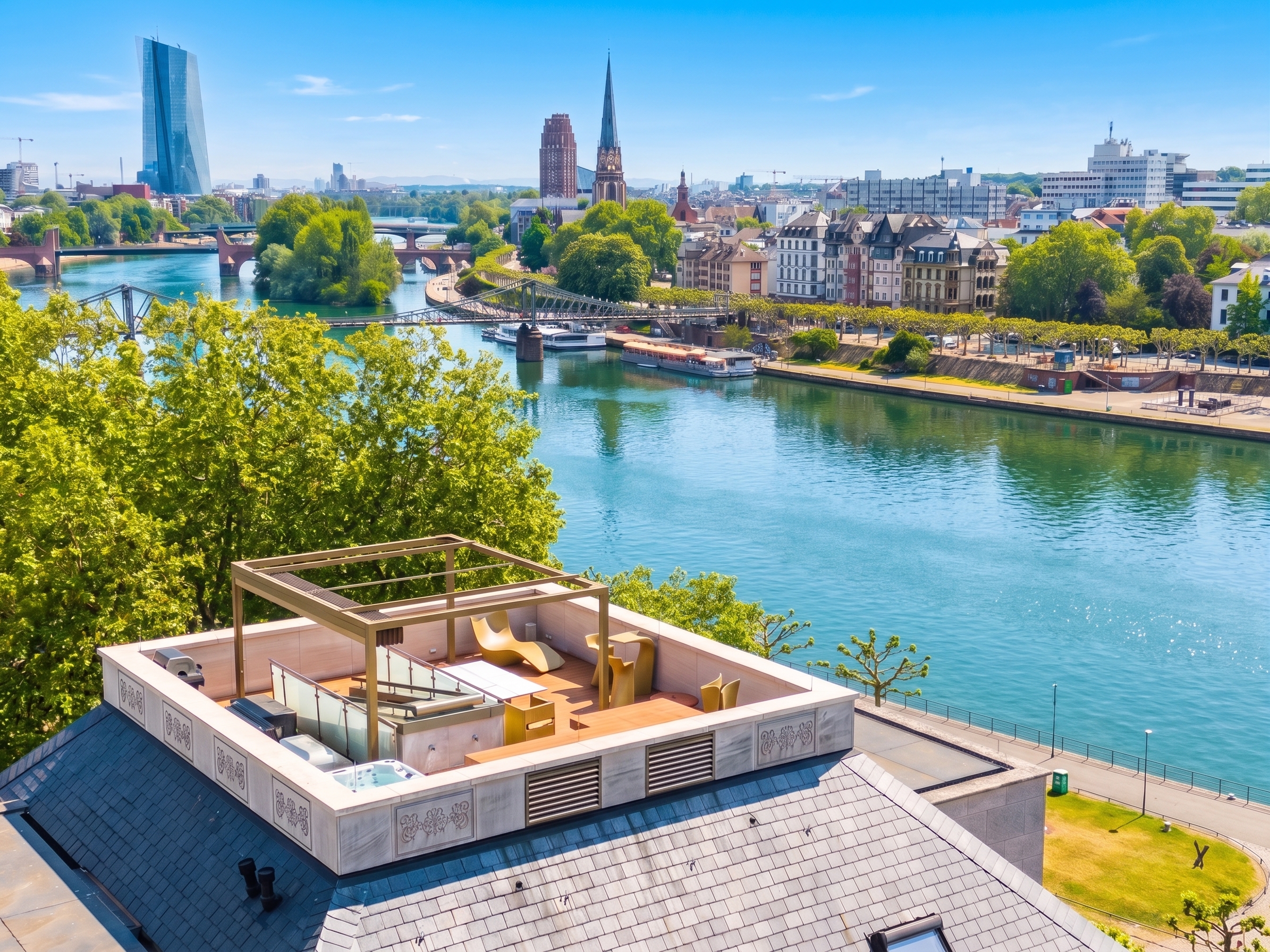 Exclusive penthouse on Untermainkai with spectacular panoramic rooftop terrace