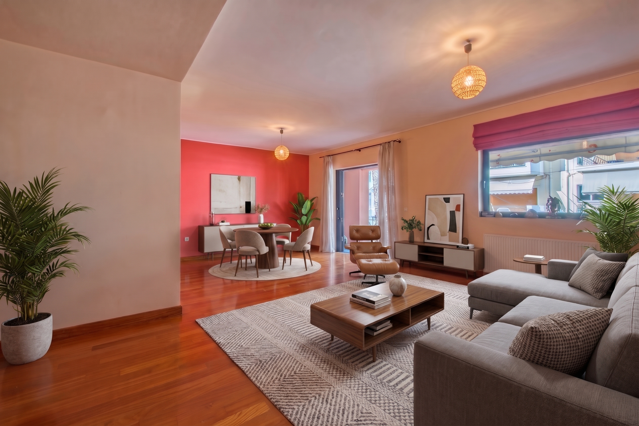 Minimal 129 sq.m. floor apartment in Argyroupoli  with 35 sq.m. Basement Space [AI-modified]