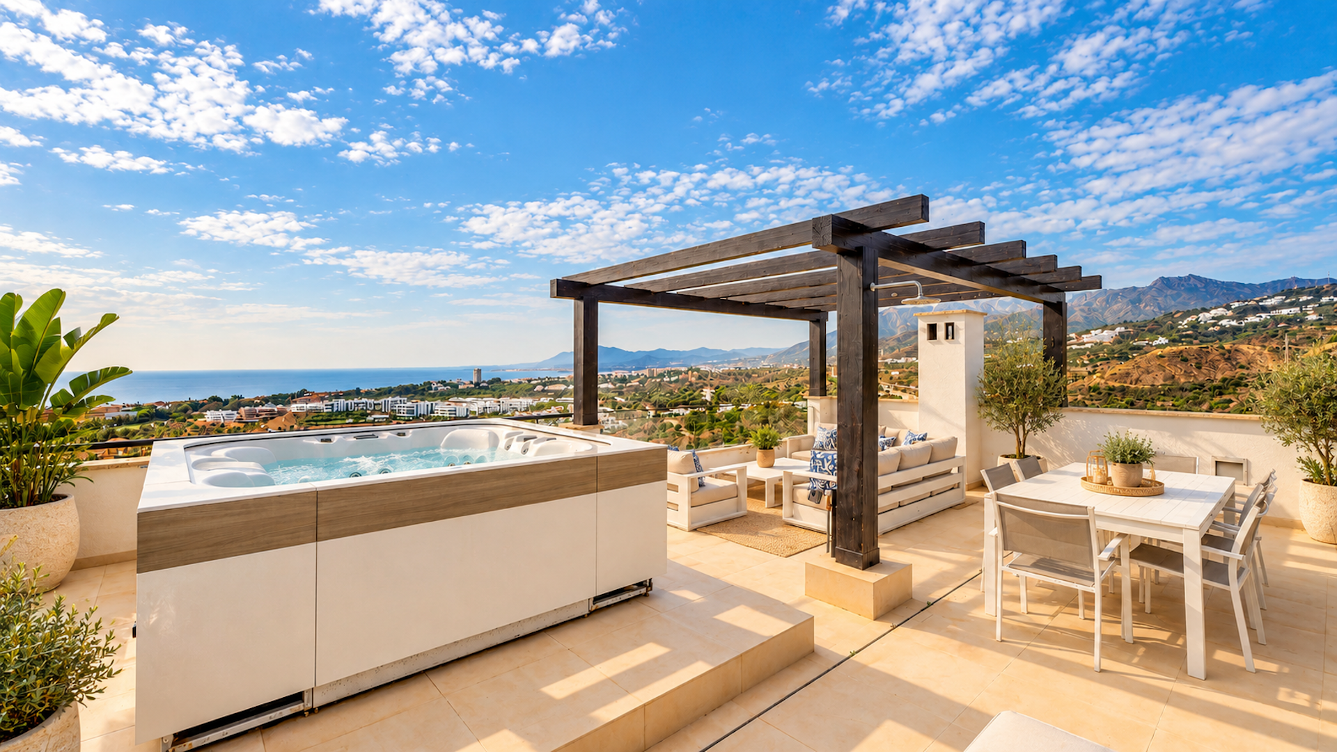Detached House with Panoramic Sea Views and Jacuzzi in Santa Clara, Marbella