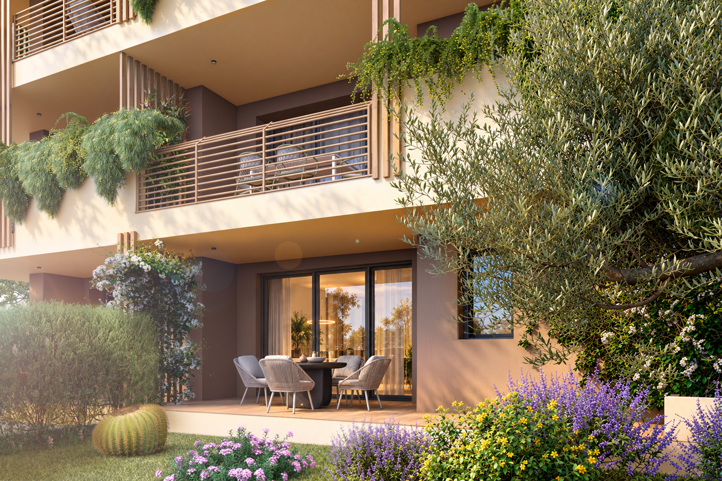 Newly built apartment with a garden