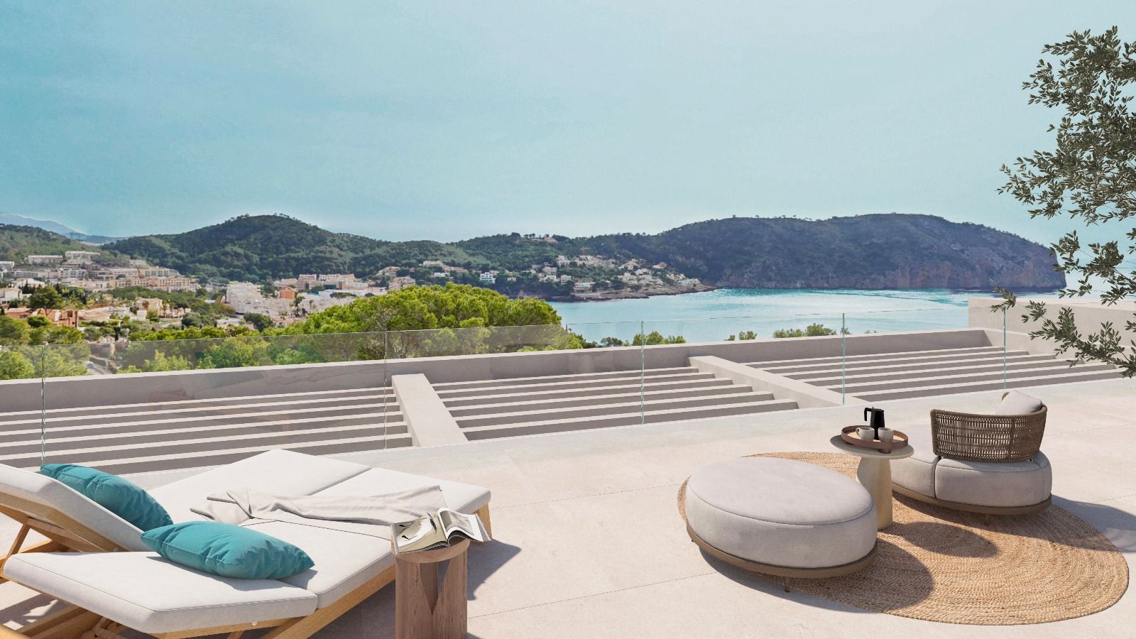 Zeitgemäße Neubauvilla mit Meer- und Buchtblick