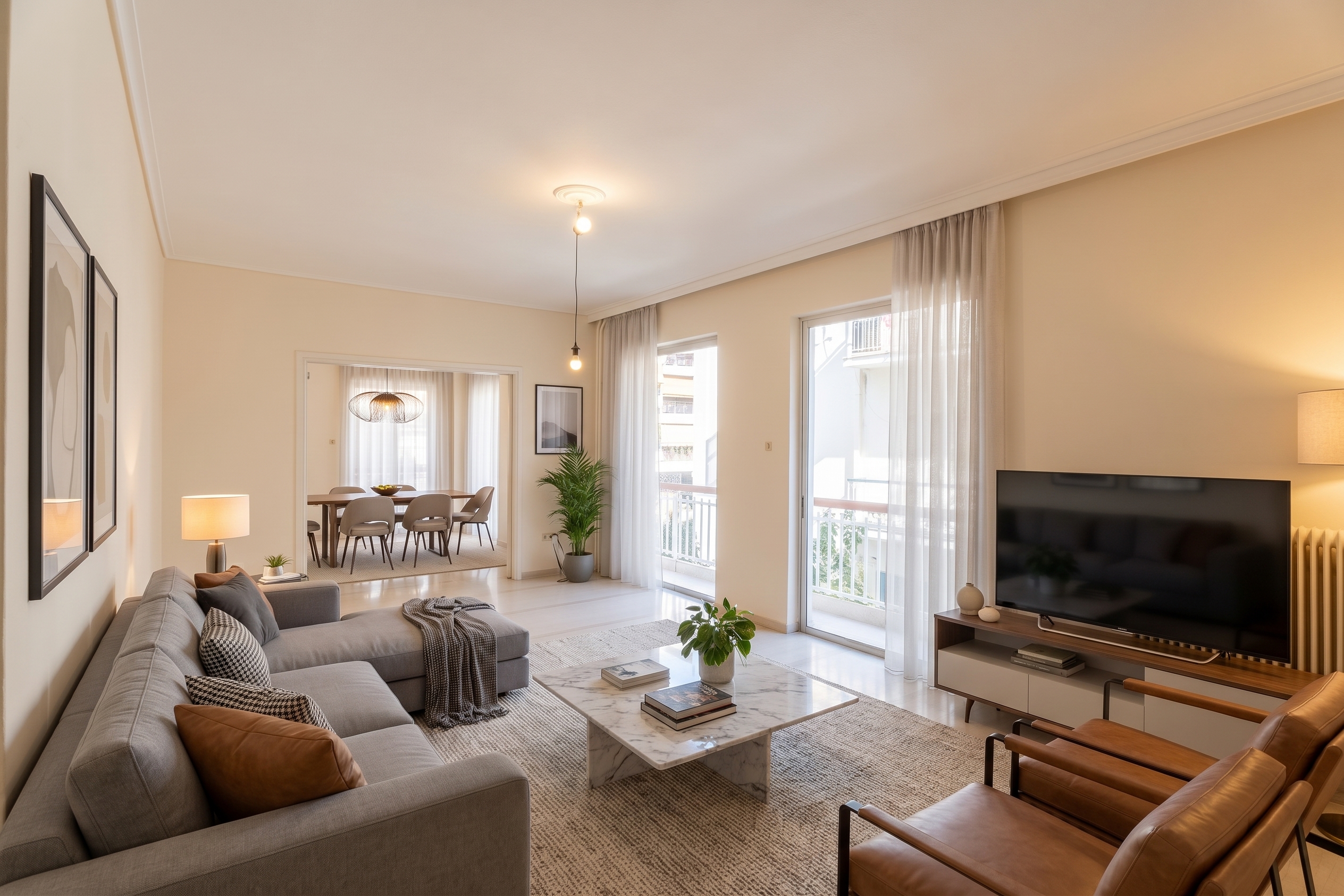 Corner apartment of 135 sq.m near the metro in Galatsi [AI-modified]