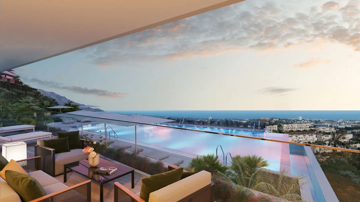 La Quinta Golf: Lujoso y espacioso apartamento con vistas panorámicas al mar Mediterráneo