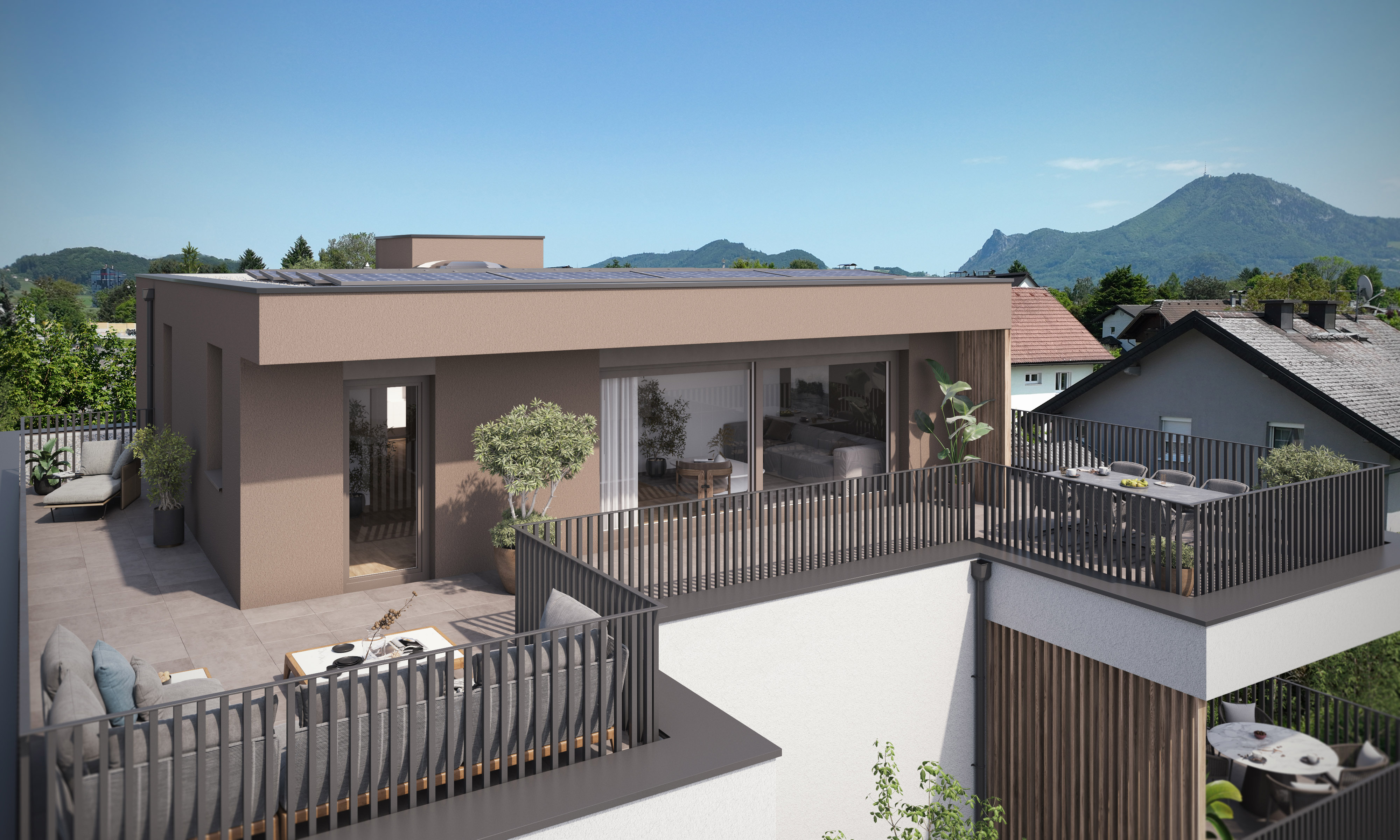 Penthouse – Elegant living with rooftop terrace