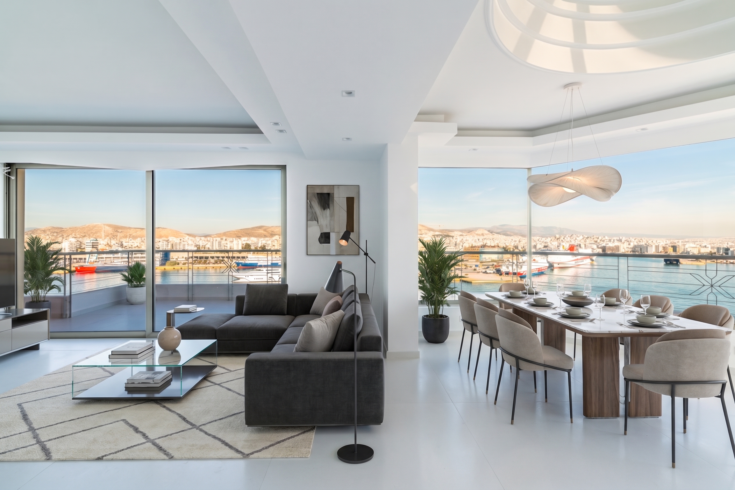 Apartment with astonishing view of the Piraeus port from the 10th floor