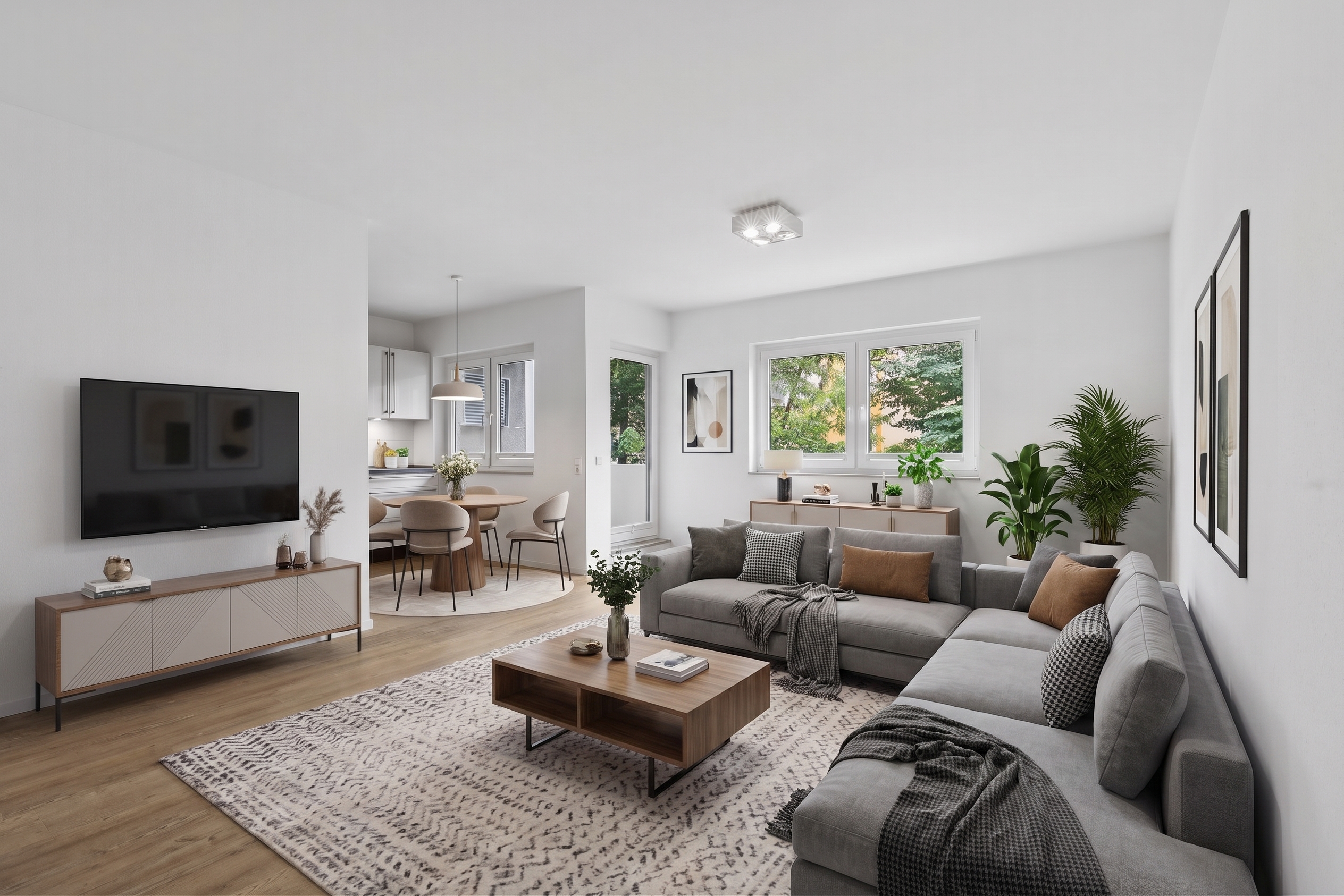 Modern 2-room apartment with loggia and parking space