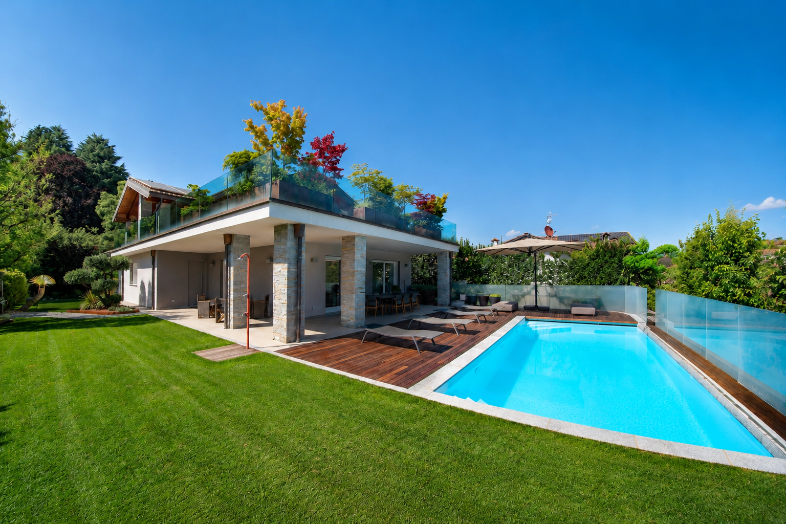 Modern luxury villa with heated pool