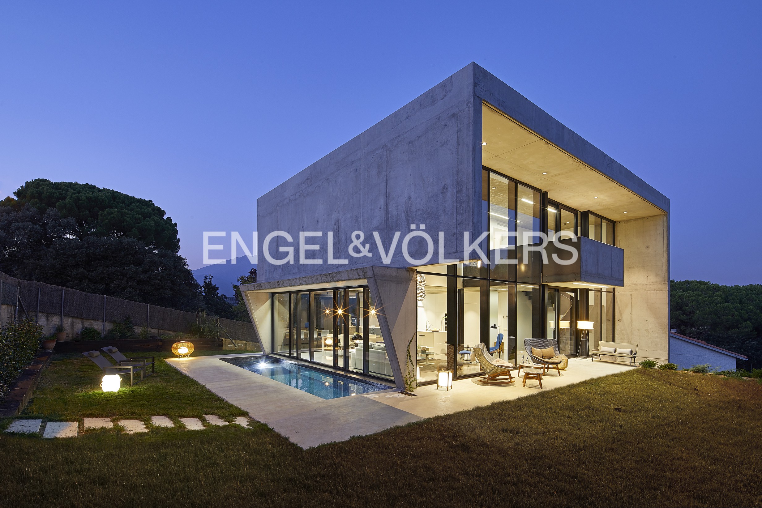 Brutalist house with stunning views and open design