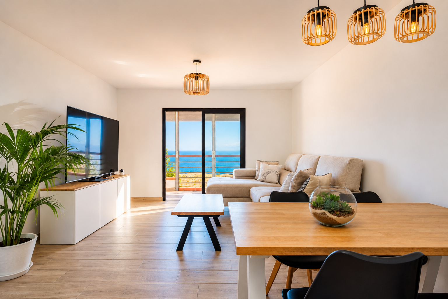 Spacious apartment with sea views, garage and storage room